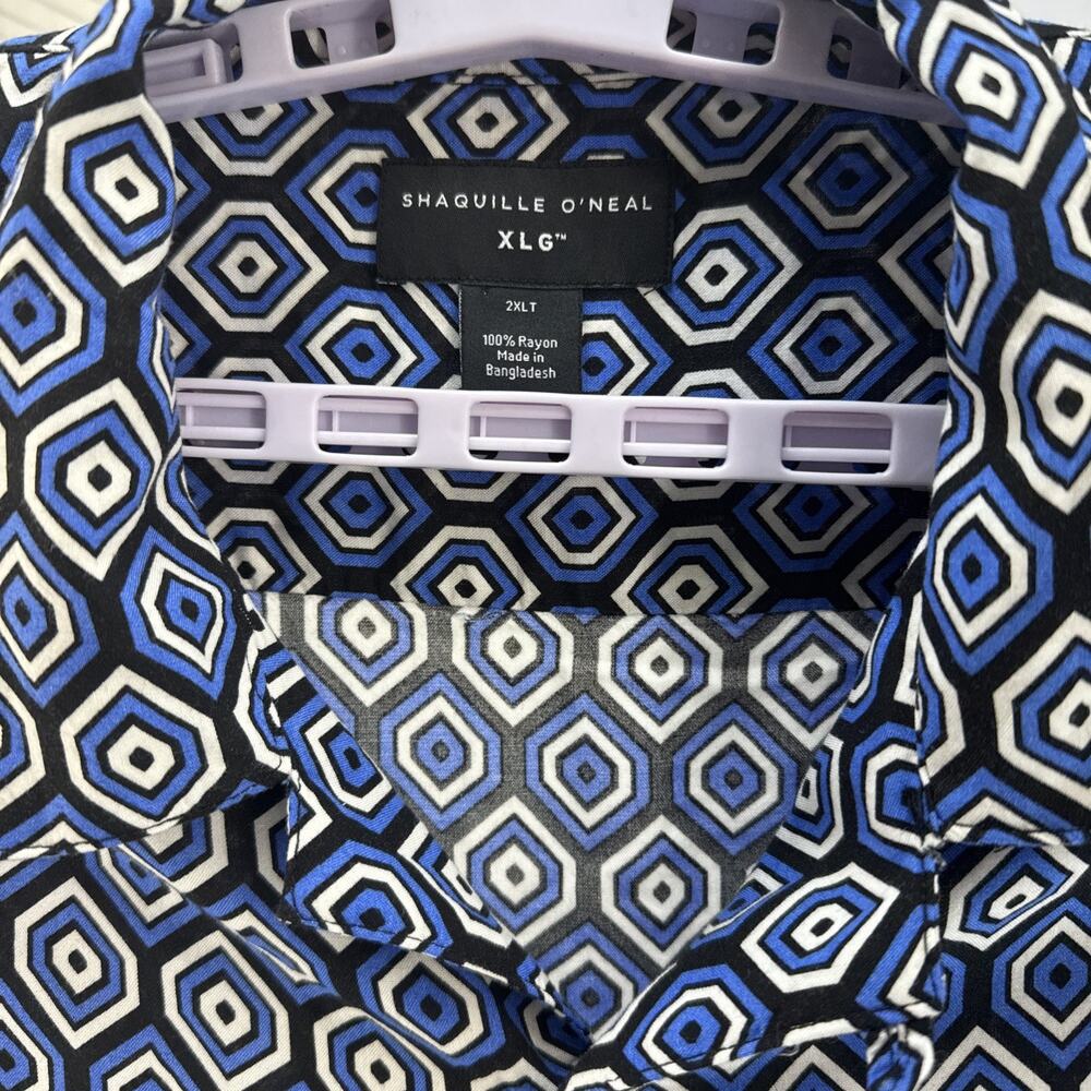 Shaquille O'Neal Geometric Print Men’s Button Down Shirt Size XL Classic Collar
